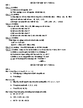 Đề ôn tập học kỳ I Toán 6 (Đề 4, 5, 6)